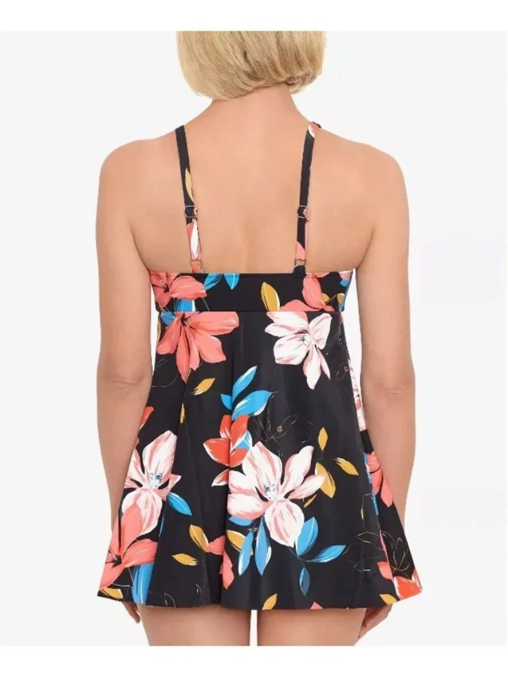 Swim Solutions Womens Tummy-Control Swimdress Black/Floral Size 18 MSRP $109 - Picture 2 of 3